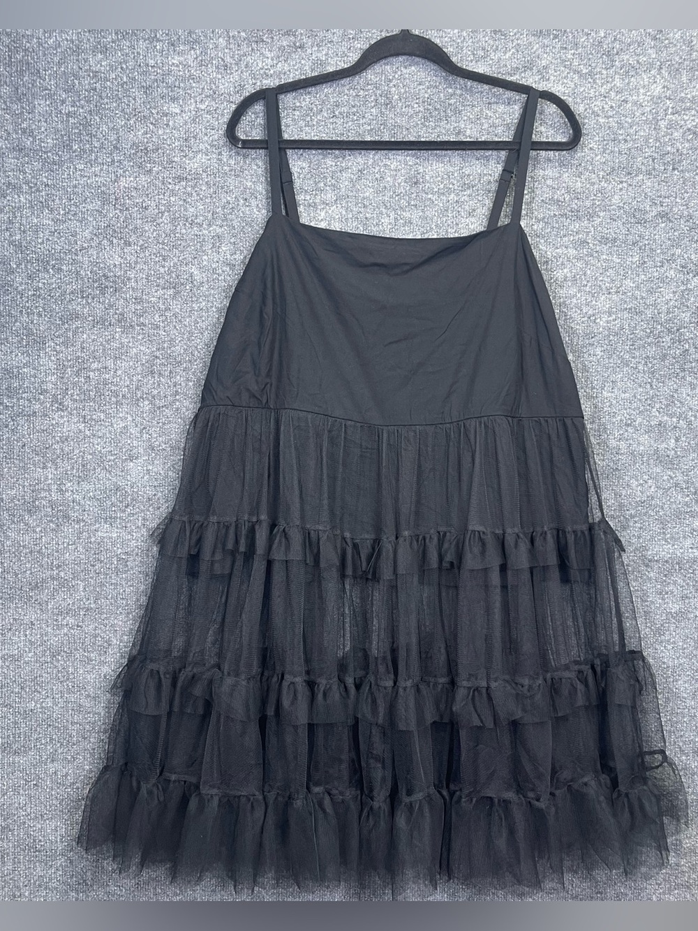 NEW Torrid 3 Womens 3X Black Challis Mesh Tiered Long Tank Top Babydoll Dress